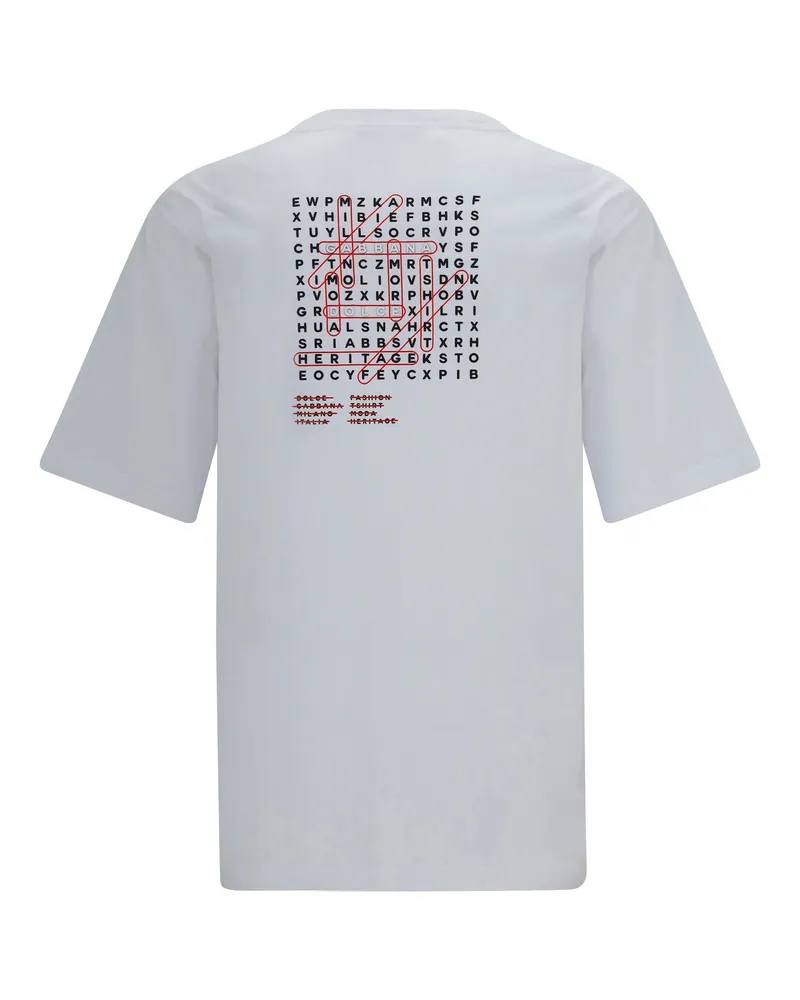 Dolce & Gabbana Men's Cotton T-Shirt With Back Print Bianco Ottico T-Shirts And Polos White