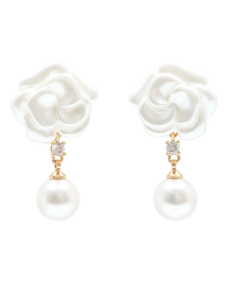 Self-Portrait Women's Pearl Flower Earrings Self Portrait Synthetic Ivory Jewelry-Watches White