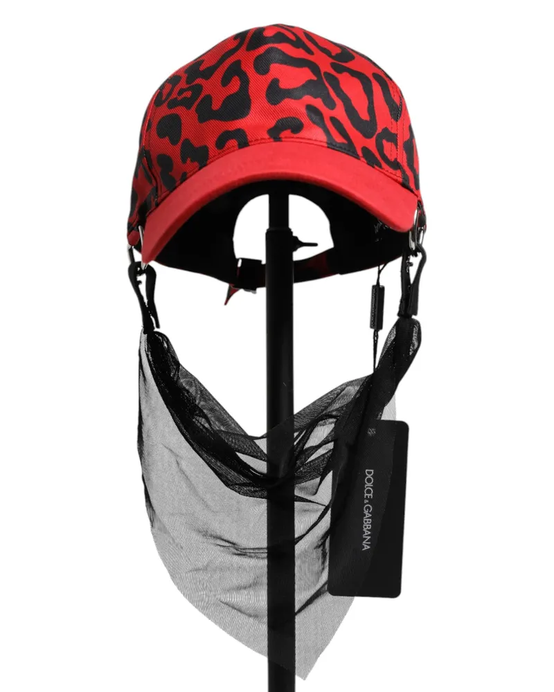 Dolce & Gabbana Red Cotton 6 Panels Women Baseball Cap Black And Accessory Red