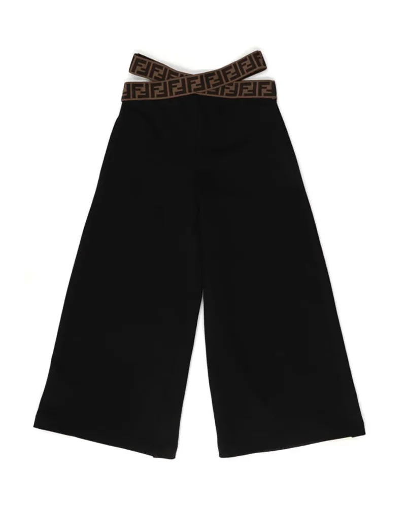 Fendi Wide Cotton Jersey Trousers — Black Black