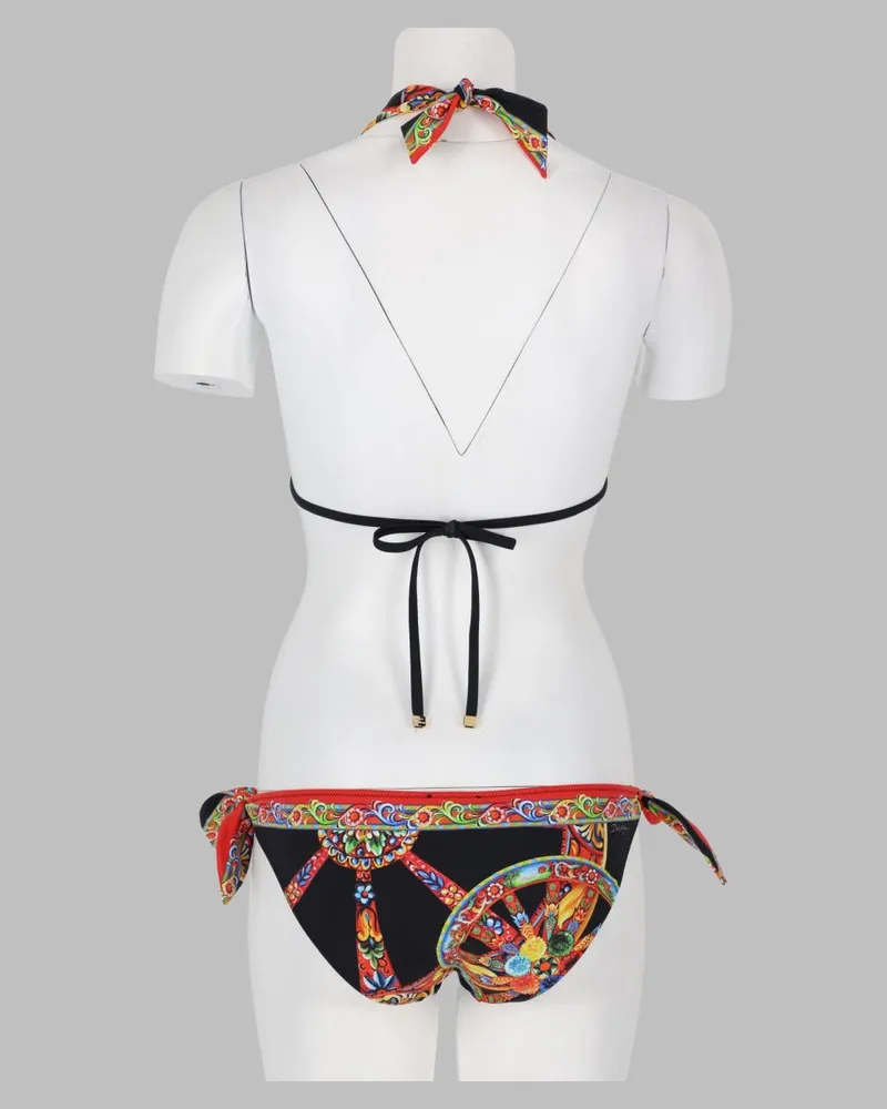 Dolce & Gabbana Printed Triangle Triangle Bikini — Black Black