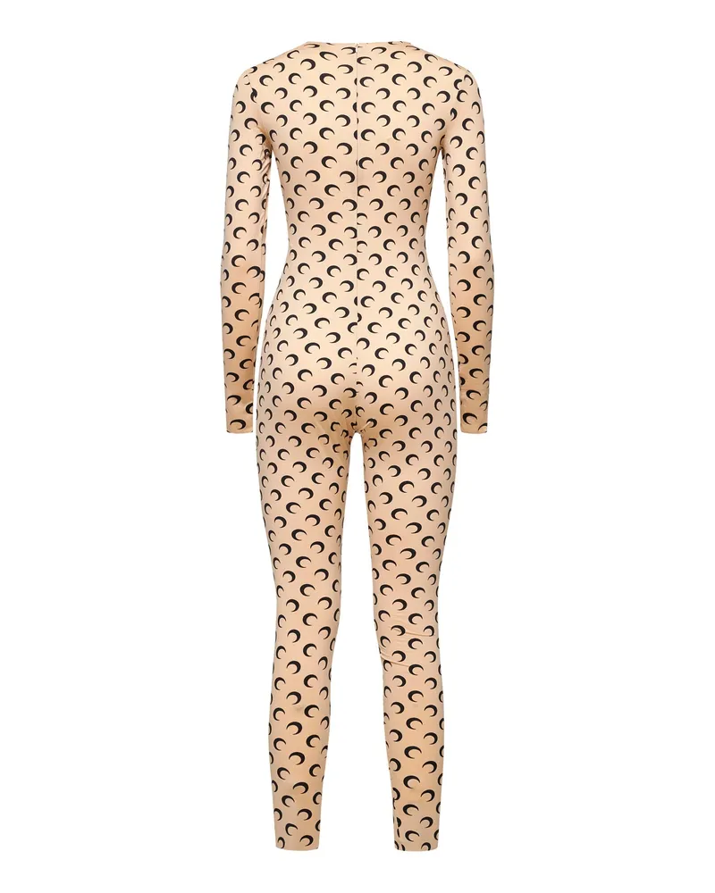 Marine Serre Monogram-Print Bodysuit — Beige Beige