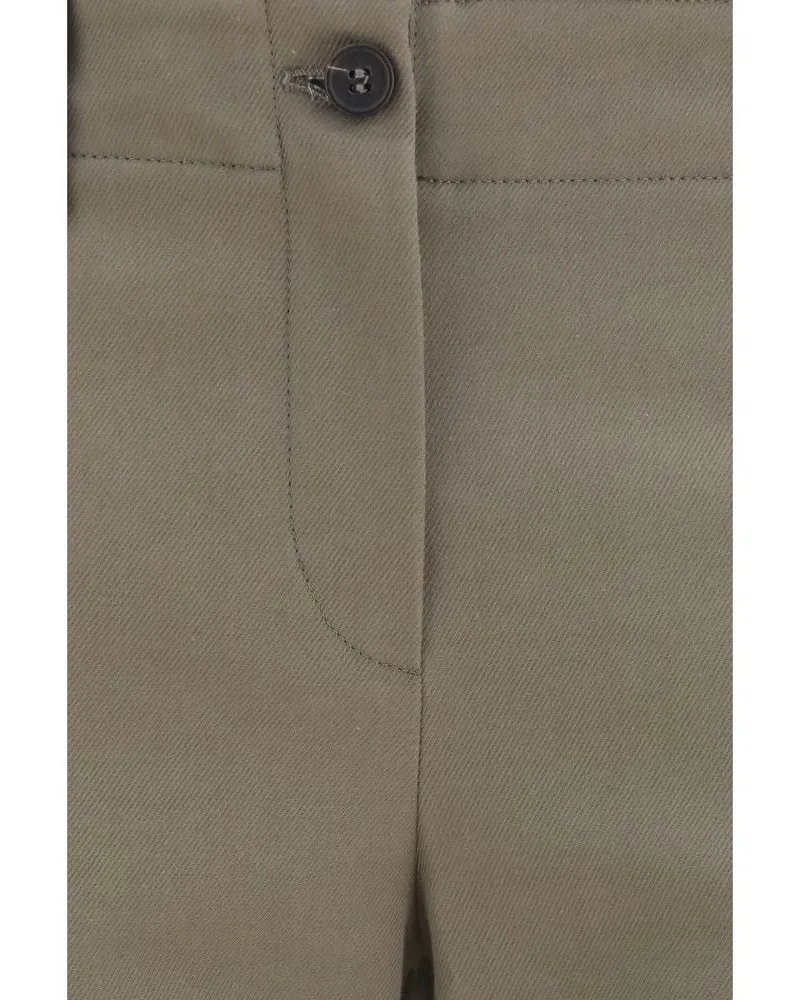 Brunello Cucinelli Cotton Flared Trousers — Brown Brown