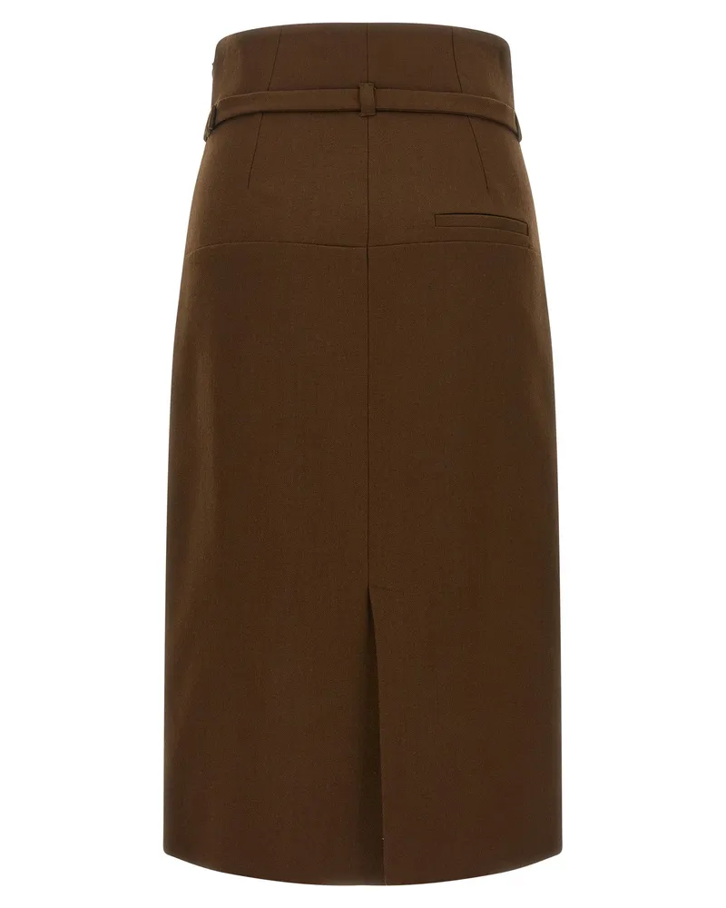 AMI Paris Virgin Wool Pencil Skirt — Brown Brown