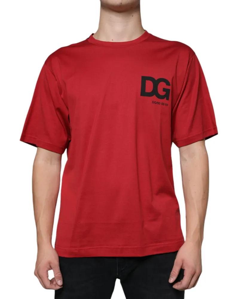 Dolce & Gabbana Logo-Print Cotton T-Shirt — Red Red