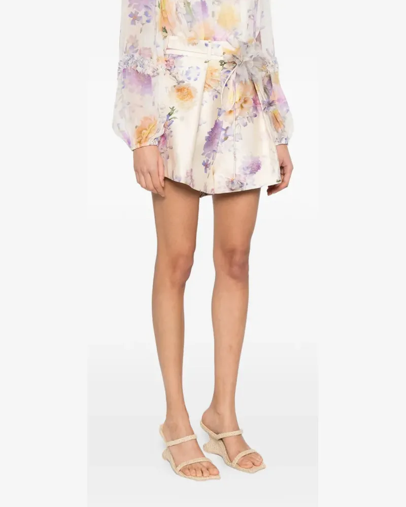 Zimmermann Women's Luna Floral Shorts Ss26 W Cream