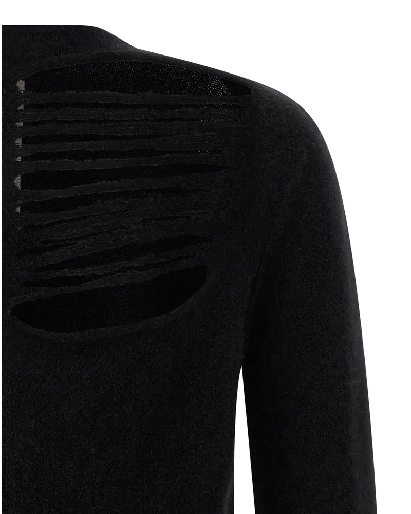 Rick Owens Cut-Out Wool Sweater — Black Black