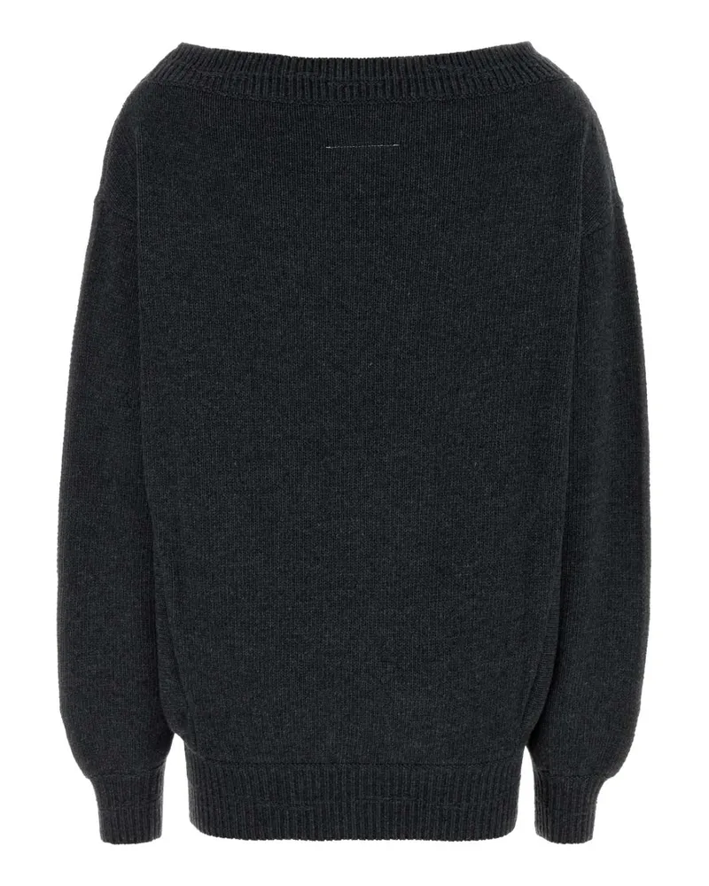 Maison Margiela Women Dark Grey Wool Blend Mini Sweater Dress 855m Exterior: Nylon Abiti Gray