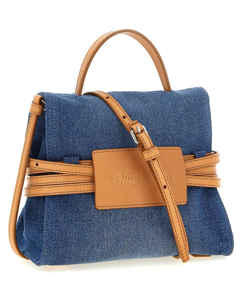 Moschino Denim and Leather Shoulder Bag — Blue Blue