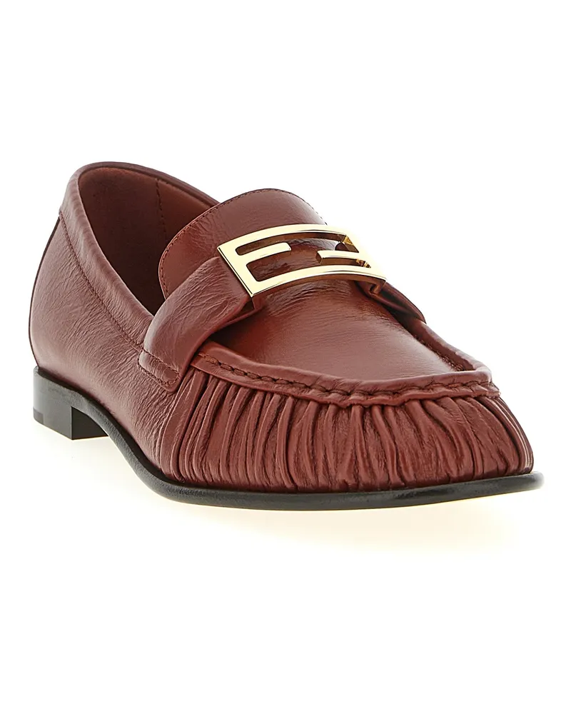 Fendi Women's Brown Lamb Leather Slip-On Loafers Brown