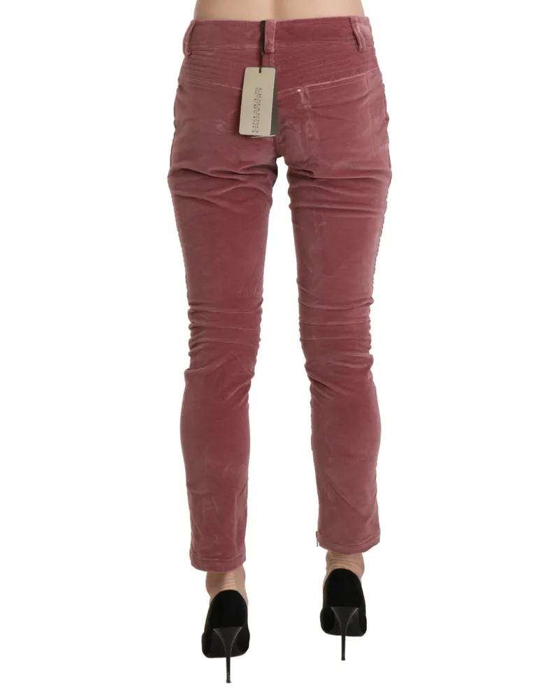 Ermanno Scervino Women Red Mid Waist Skinny Cotton Pants Burgundy