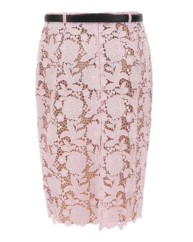 Self-Portrait Women's Midi Skirt Pink Lace Pink
