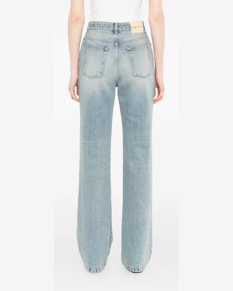 Alexander McQueen Women's Jeans Straight-Leg Light Blue Cotton Blue