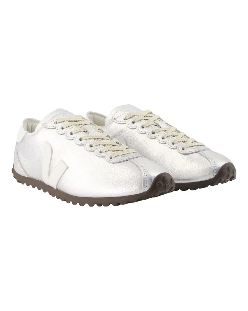 VEJA Women's Cateyes Sneakers -  Leather Silver Calfskin Shoes Silver