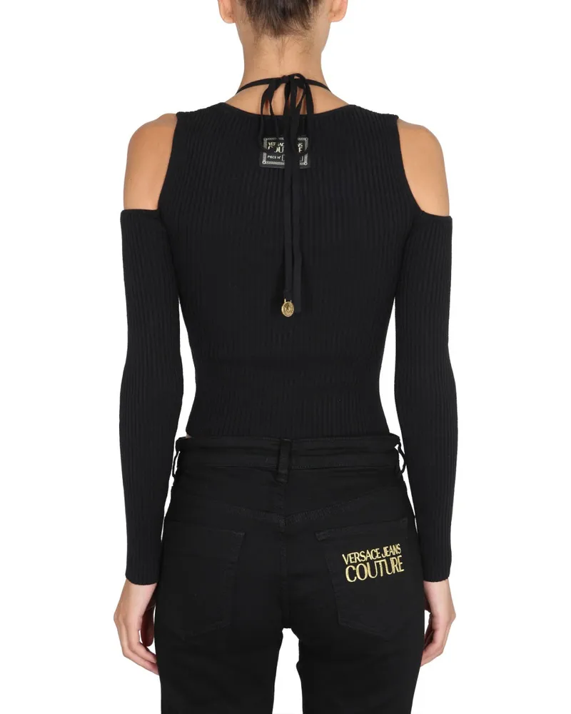 Versace Jeans Bare-Shoulder Cotton Blouse — Black Black