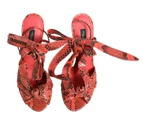 Women's Coral Python Leather Heels Sandals Shoes