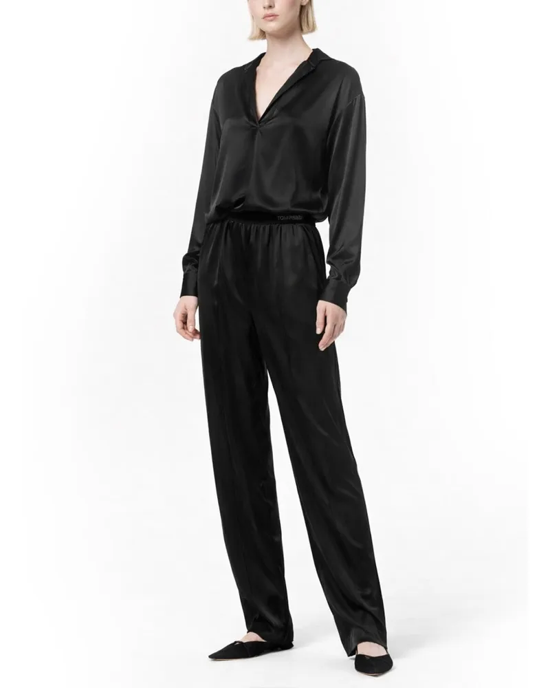 Tom Ford Silk Elastane Trousers — Black Black