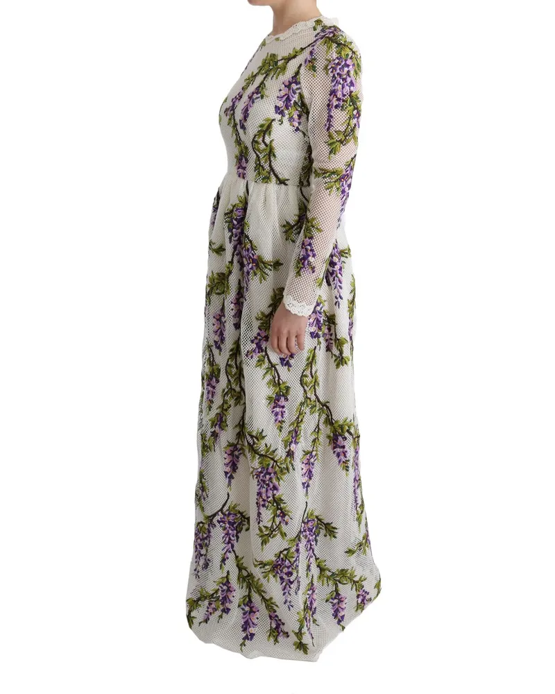 Dolce & Gabbana Women White Floral Embroidered Maxi Dress Cotton White