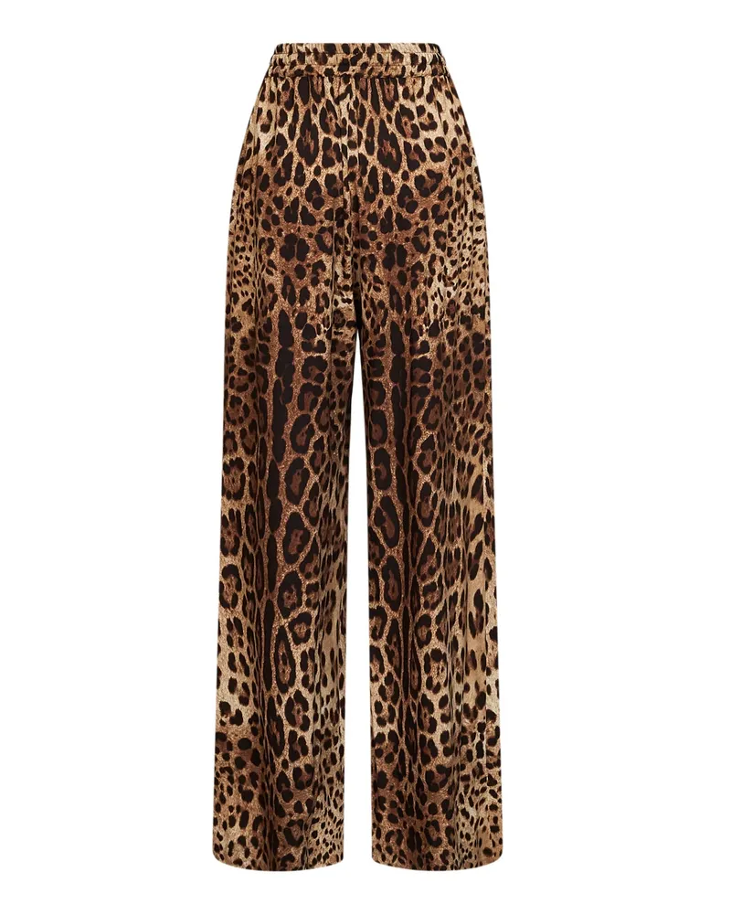 Dolce & Gabbana Leopard-Print Cotton Trousers — Brown Brown