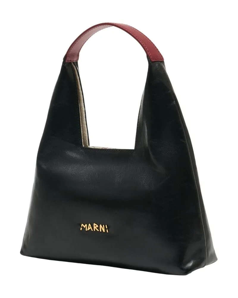 Marni Women's Top Handle Mini Shoulder Bag -  Leather Black Calfskin Shoulder-Hobo-Bags Black