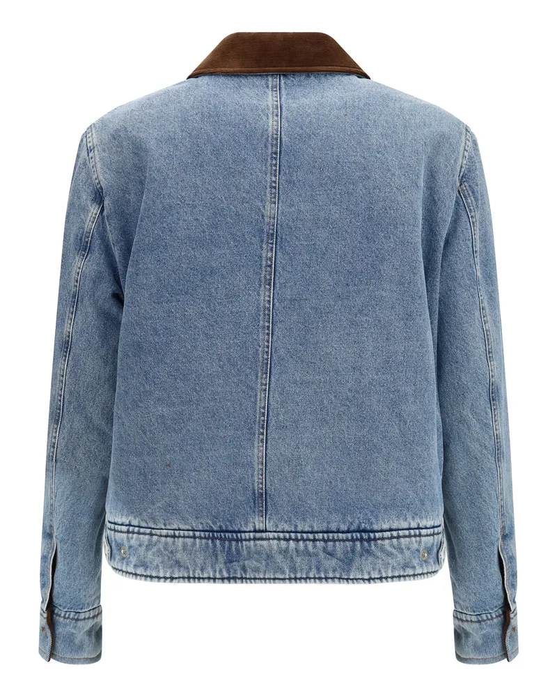 AMI Paris Denim with Corduroy Collar Jacket — Blue 