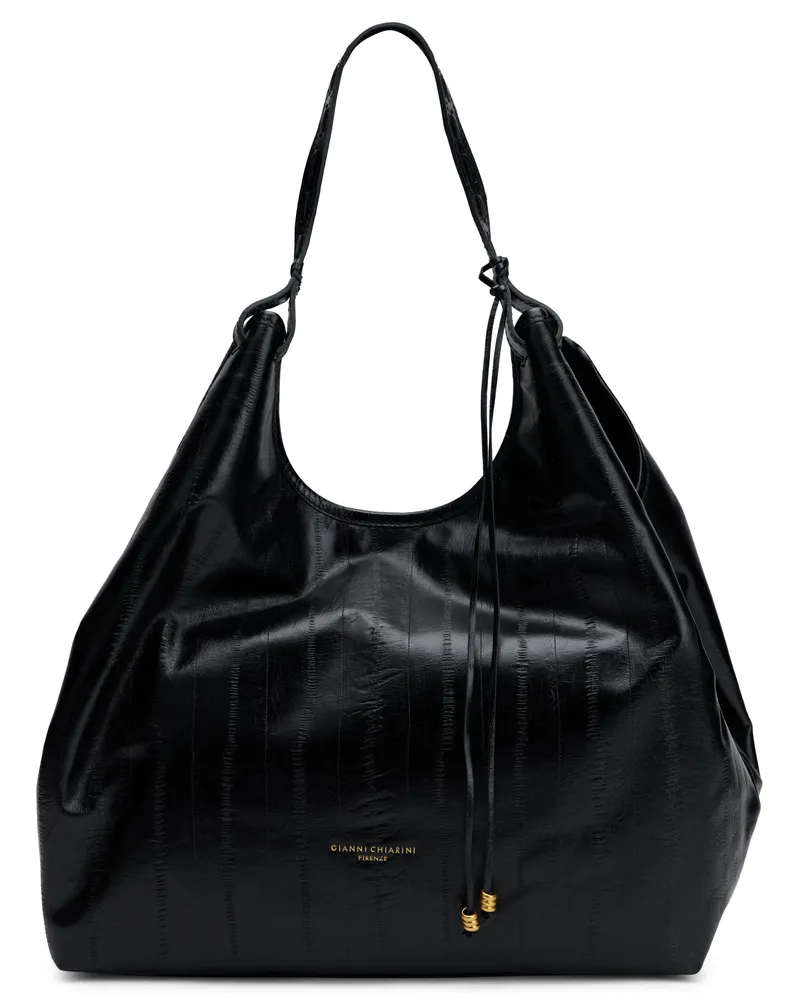 Gianni Chiarini Women's Hobo Shoulder Bag Black Calfskin Tote Black