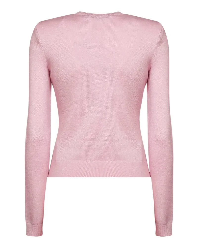 Self-Portrait Women's Knit Jumper With Floral Detail Pink Polyester Sweater Pink