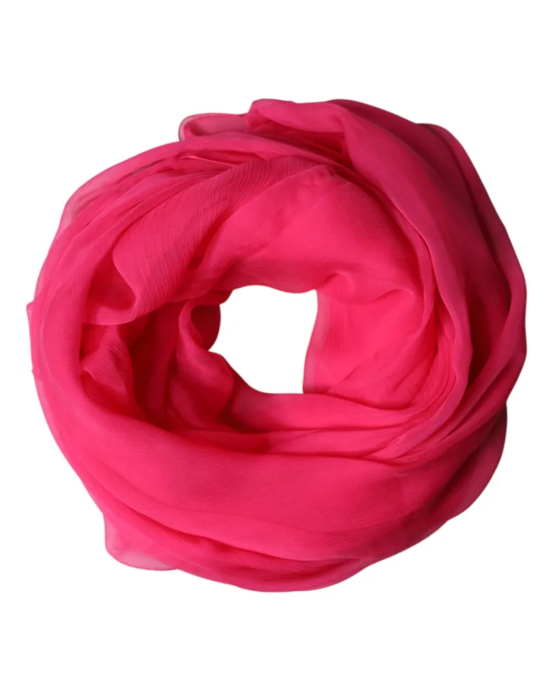 Dolce & Gabbana Pink Silk Stole Neck Wrap Shawl Men 174cm X 128.5cm Scarf Pink