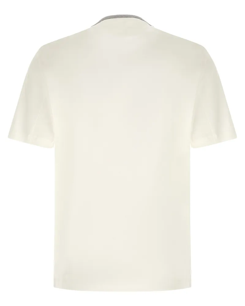 Brunello Cucinelli Printed Cotton Jersey T-Shirt — Cream Cream