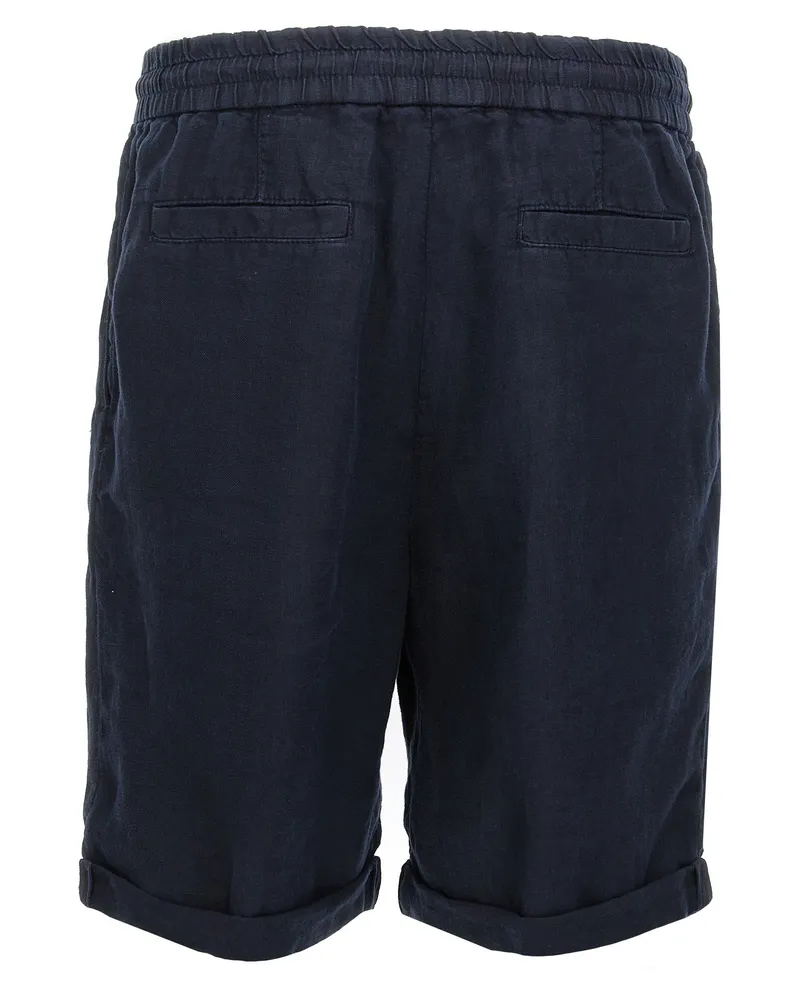 Brunello Cucinelli Men's Blue Linen Bermuda Shorts Blue