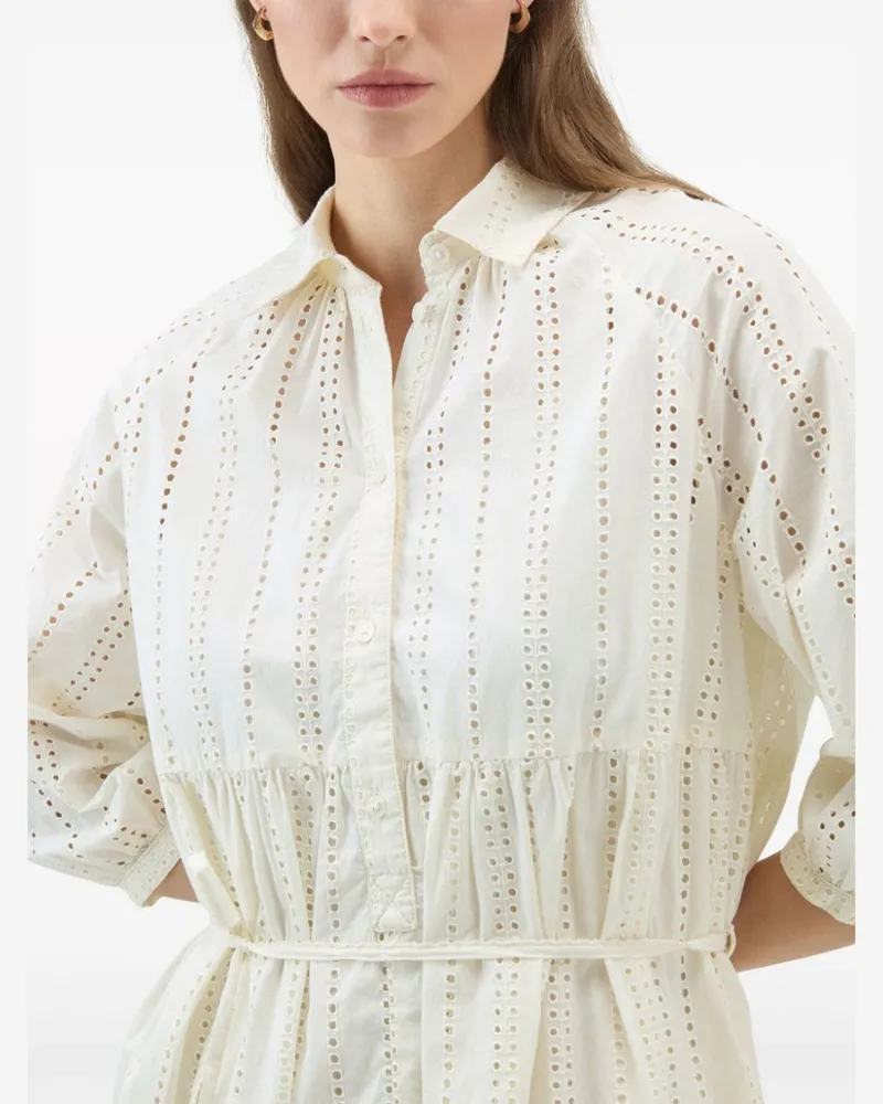 Woolrich Broderie Anglaise Cotton Shirt Dress — Ecru Ecru