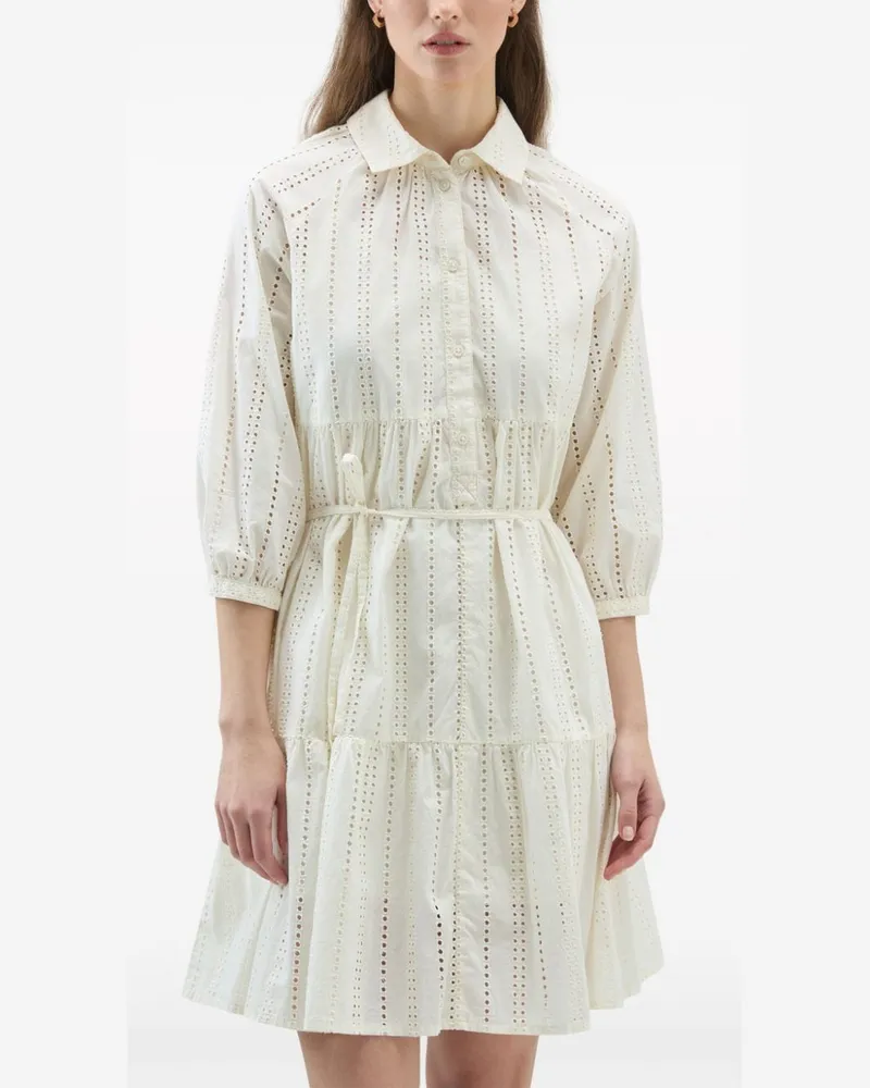Woolrich Broderie Anglaise Cotton Shirt Dress — Ecru Ecru