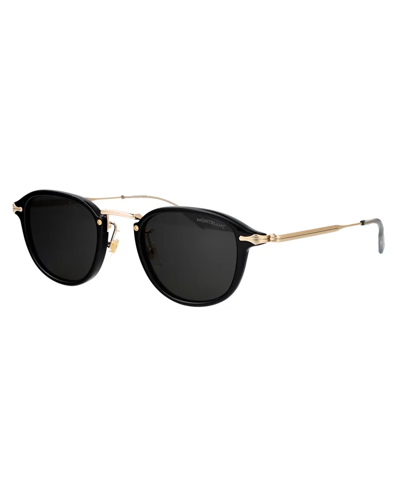 Montblanc Men's Sunglasses Mb0336s Black-Gold-Smoke Metal Black/gold/smoke Black