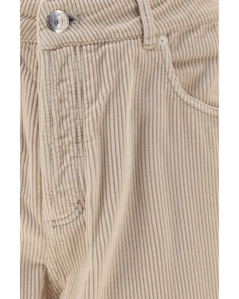 Brunello Cucinelli Men's Corduroy Pants Sand-Pearl Cotton Trousers Sand/pearl Beige