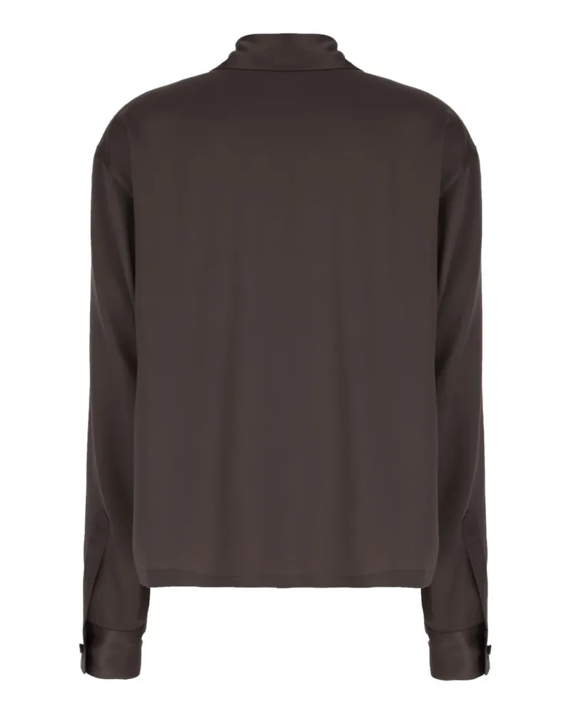 Tom Ford Silk Satin Polo Shirt — Brown Brown