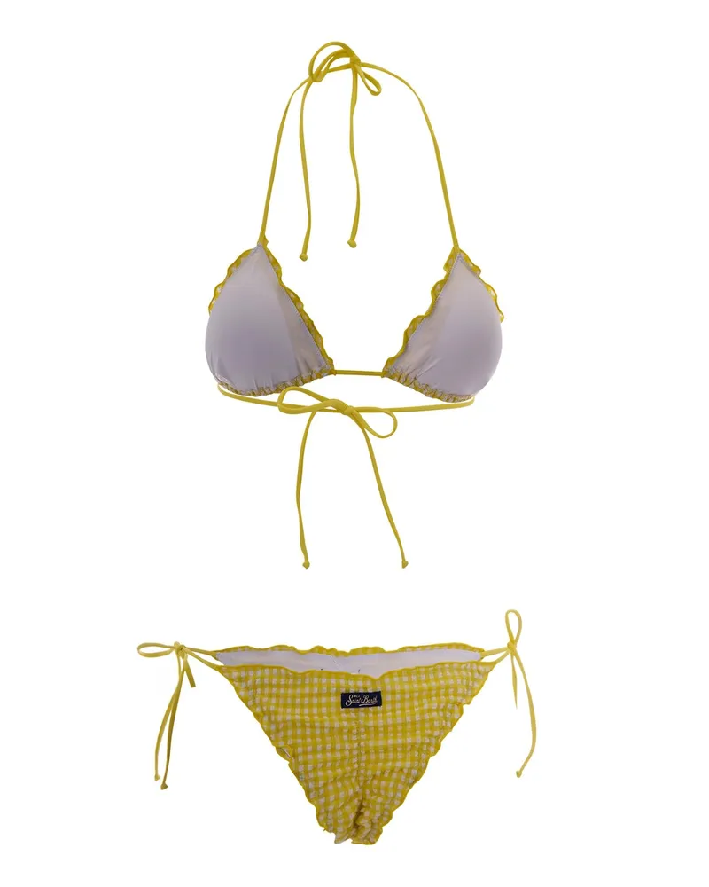 MC2 Saint Barth Women's Bikini Sagitami Seersucker Vichy Yellow Polyamide One-Pieces Yellow