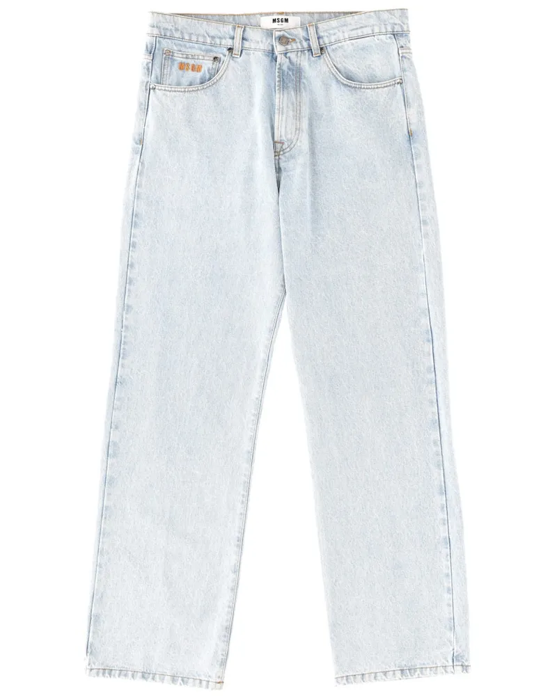 MSGM Embroidered Logo Jeans — Blue Blue