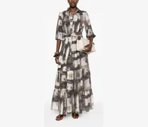 Tie-Waist Tiered Maxi Dress — Brown