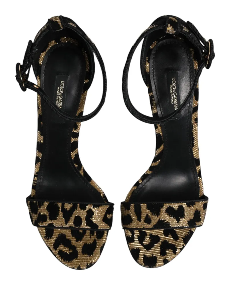 Dolce & Gabbana Women's Gold Leopard Ankle Strap Heels Sandals Shoes Pa+pe+pl+pu+vi Gold