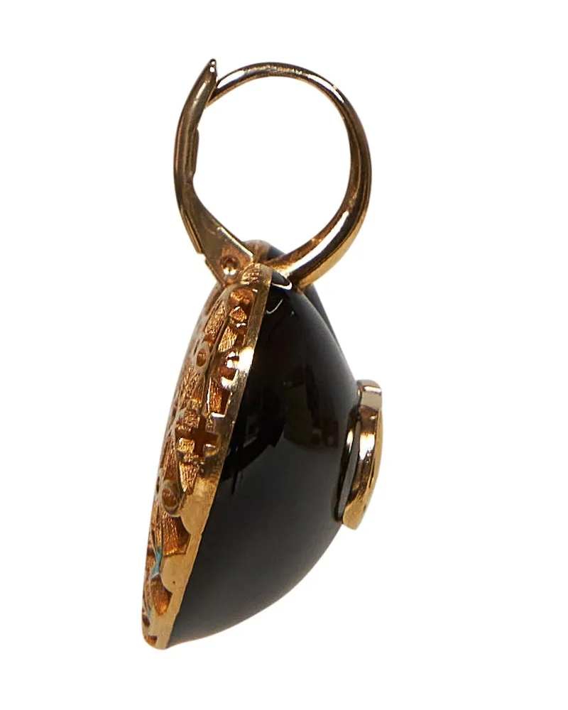 Valentino Garavani VLogo Heart Enamel Earrings — Black Black