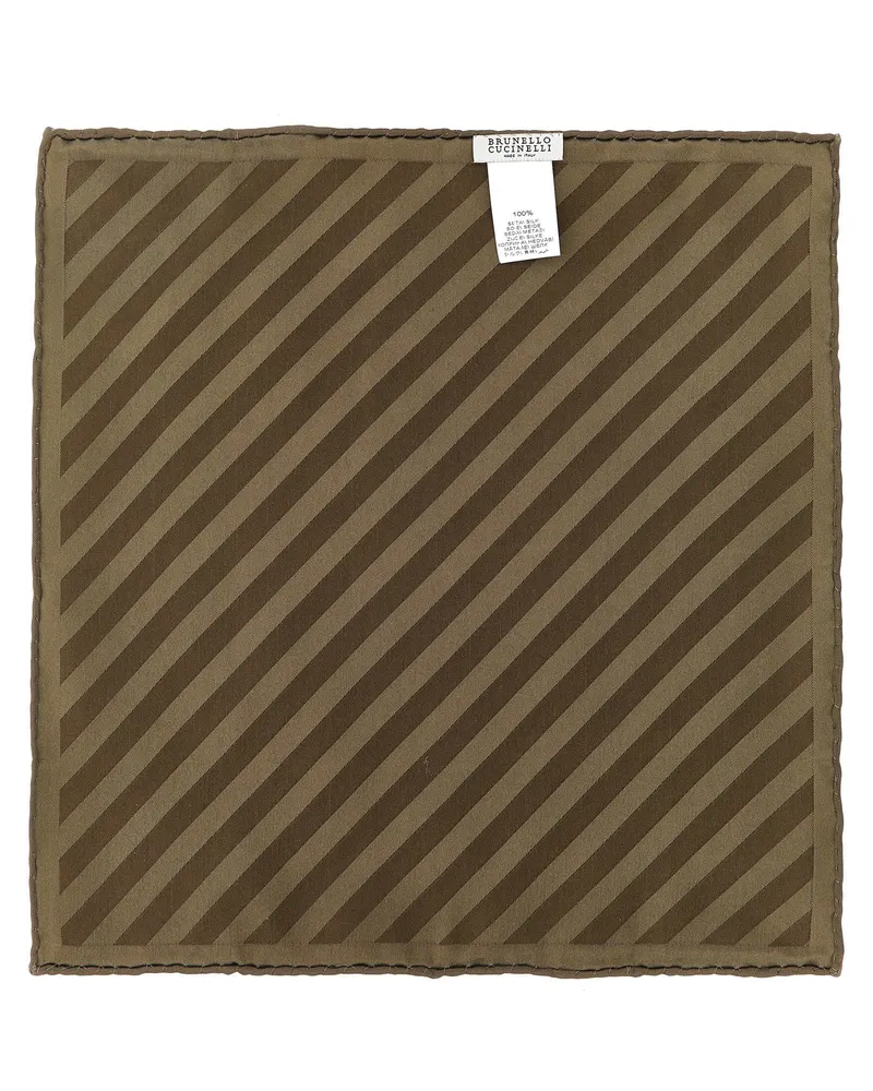 Brunello Cucinelli Regimental Silk Striped Scarf — Brown Brown