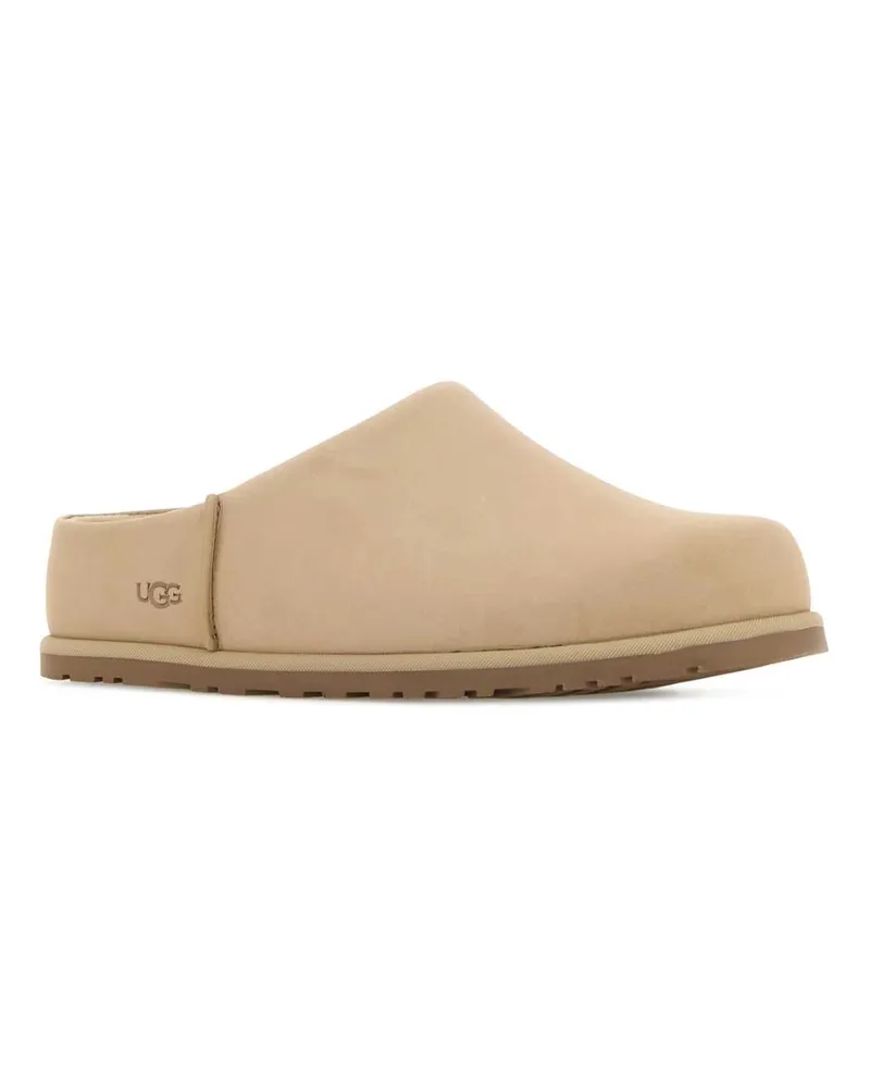 UGG Women's Sand Leather Otzo Slippers Mustardseed Flat Shoes Beige