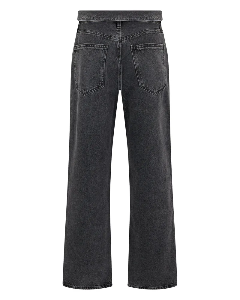 AGOLDE Women's Straight Jeans Black Cotton Straight-Leg Black