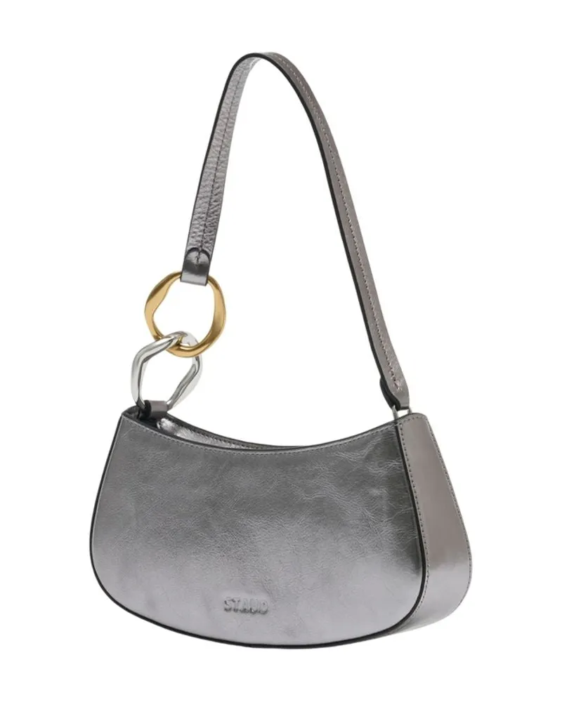 STAUD Women's Ollie Shoulder Bag -  Leather Silver Calfskin Shoulder-Hobo-Bags Silver