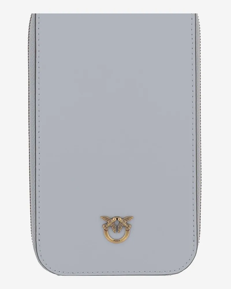 Pinko Women's Leather Smartphone Case Light Blue Accessory Blue