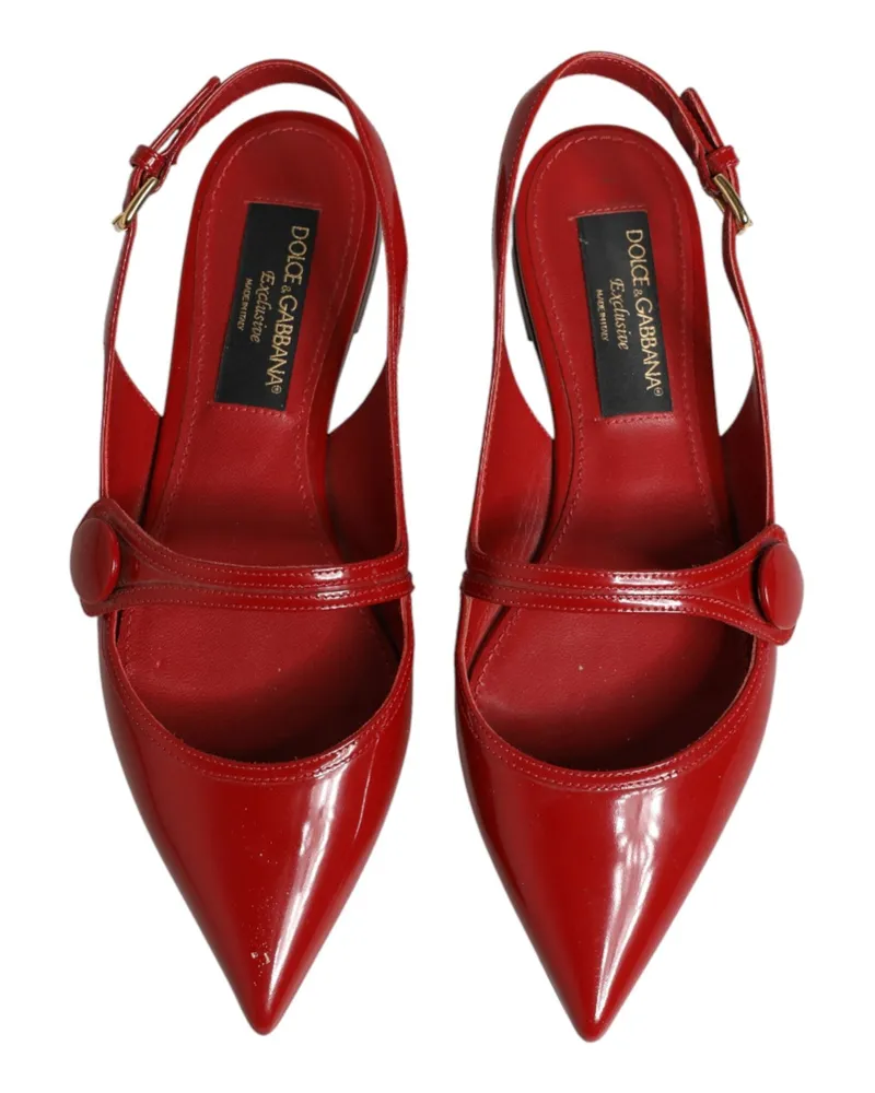 Dolce & Gabbana Women's Red Leather Slingback Flats Sandals Shoes 100lf Red