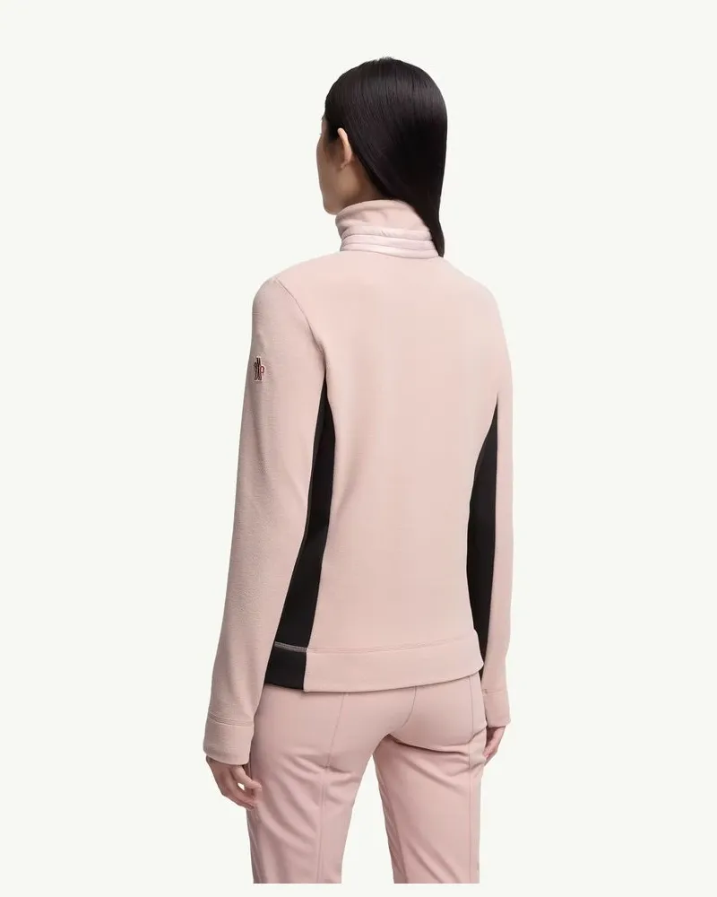 Moncler Half-Zip Textured Sweatshirt — Rose Rose
