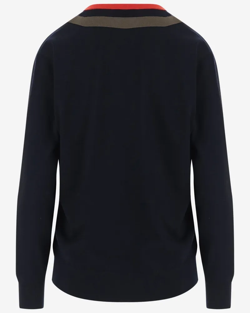 Dries van Noten Virgin Wool V-Neck Sweater — Navy Navy