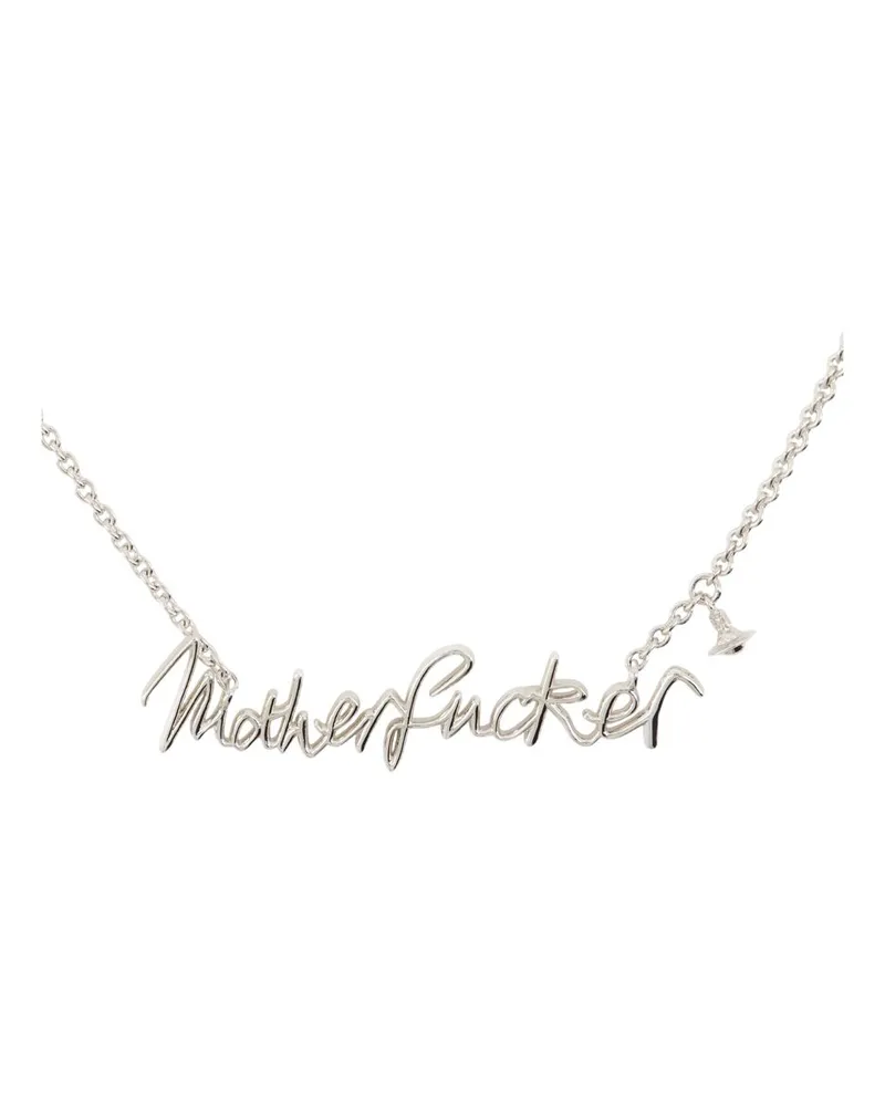 Vivienne Westwood Text Pendant Necklace — Silver Silver
