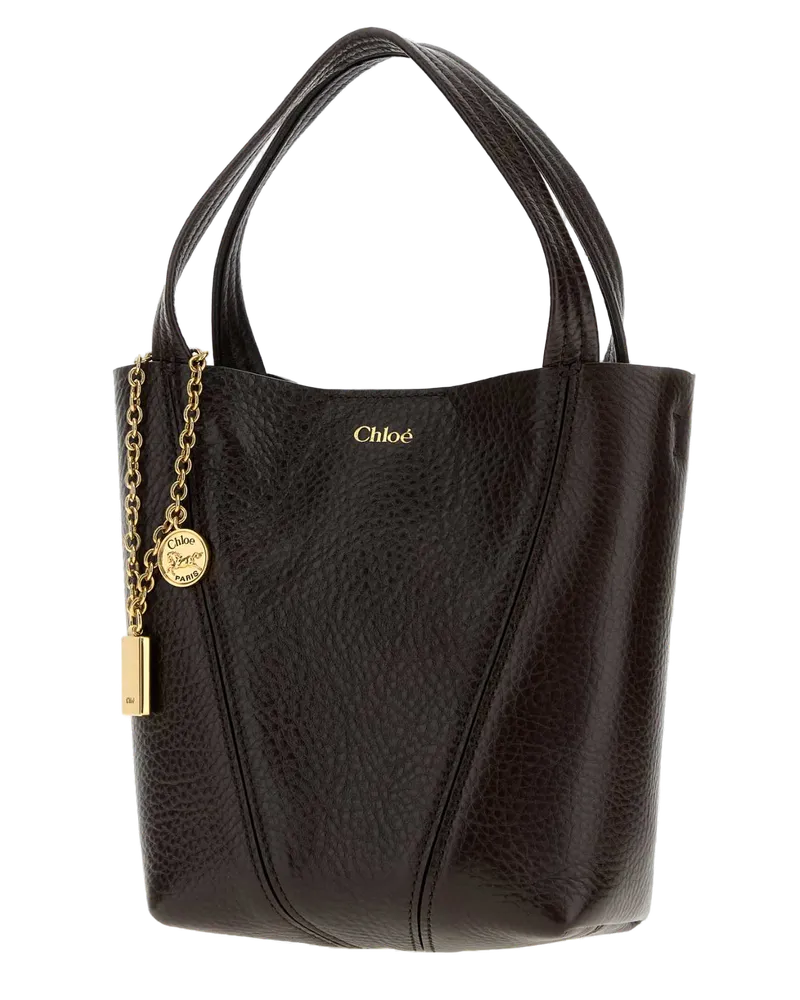 Chloé Spin Calfskin Leather Shoulder Bag — Brown Brown